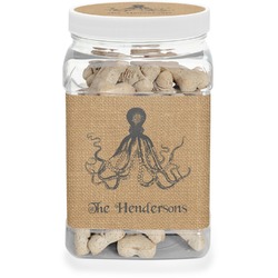 Octopus & Burlap Print Dog Treat Jar (Personalized)
