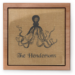 Octopus & Burlap Print Pet Urn w/ Name or Text