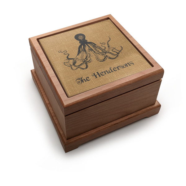 Custom Octopus & Burlap Print Pet Urn w/ Name or Text