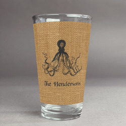 Octopus & Burlap Print Pint Glass - Full Print (Personalized)