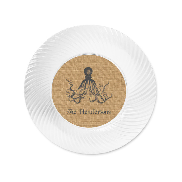 Octopus & Burlap Print Plastic Party Appetizer & Dessert Plates - Approval