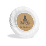 Octopus & Burlap Print Plastic Party Appetizer & Dessert Plates - 6" (Personalized)