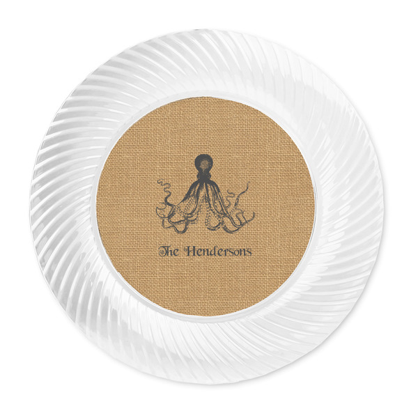 Octopus & Burlap Print Plastic Party Dinner Plates - Approval