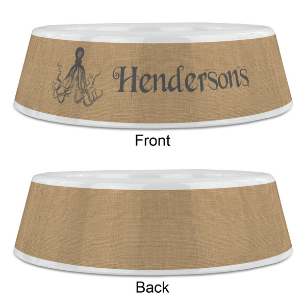 Octopus & Burlap Print Plastic Pet Bowls - Large - APPROVAL