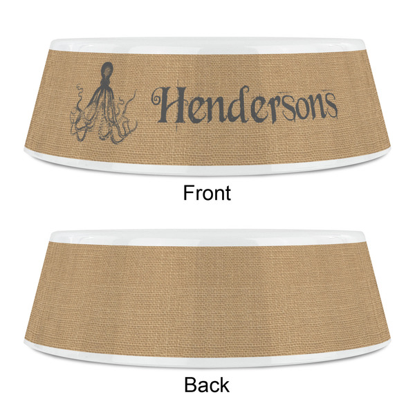 Octopus & Burlap Print Plastic Pet Bowls - Small - APPROVAL