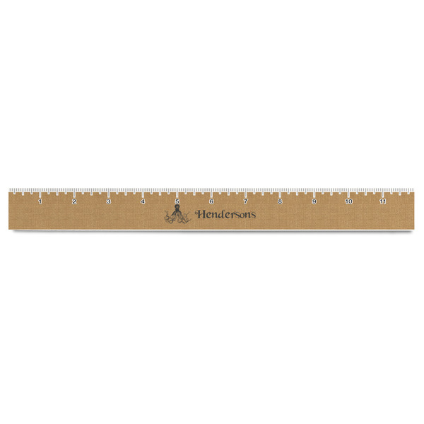 Octopus & Burlap Print Plastic Ruler - 12" - FRONT