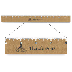 Octopus & Burlap Print Plastic Ruler - 12" (Personalized)