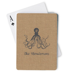 Octopus & Burlap Print Playing Cards (Personalized)