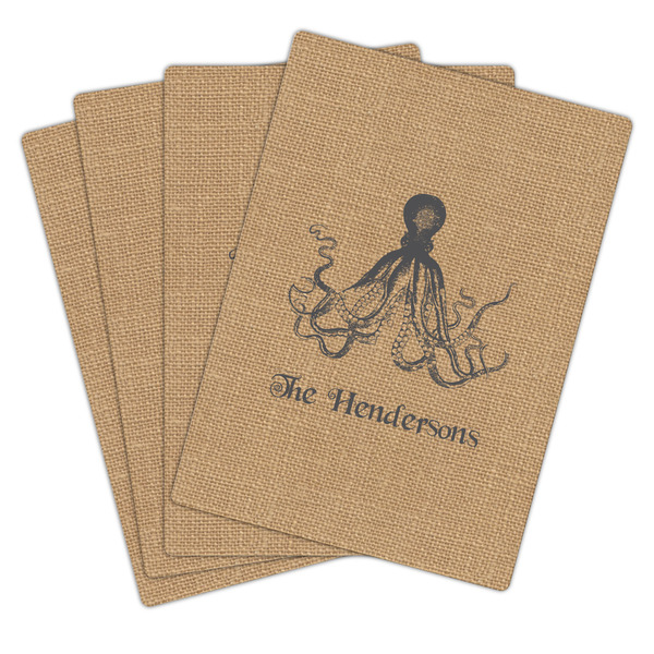 Octopus & Burlap Print Playing Cards - Hand Back View