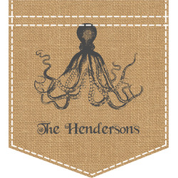 Octopus & Burlap Print Iron On Faux Pocket (Personalized)
