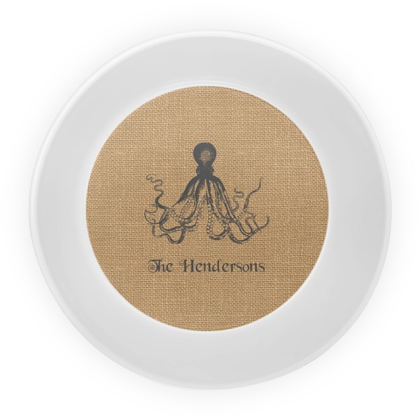 Octopus & Burlap Print Melamine Bowl - Center