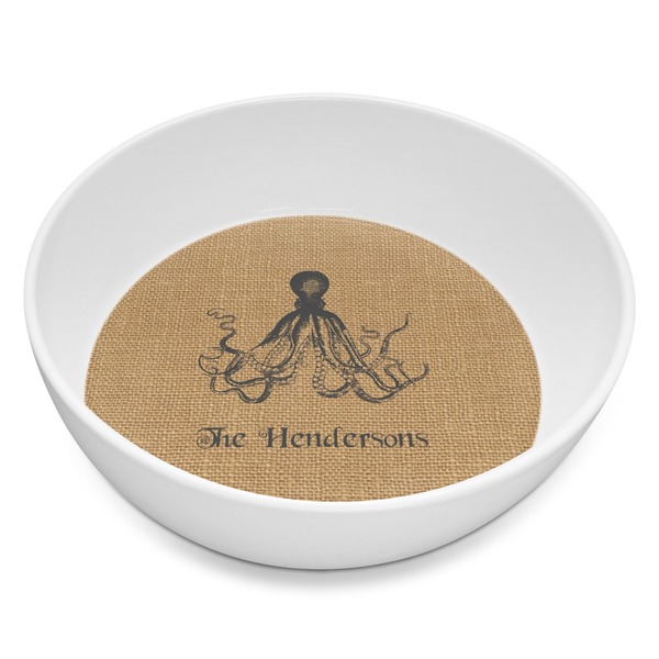 Custom Octopus & Burlap Print Melamine Bowl - 8 oz (Personalized)