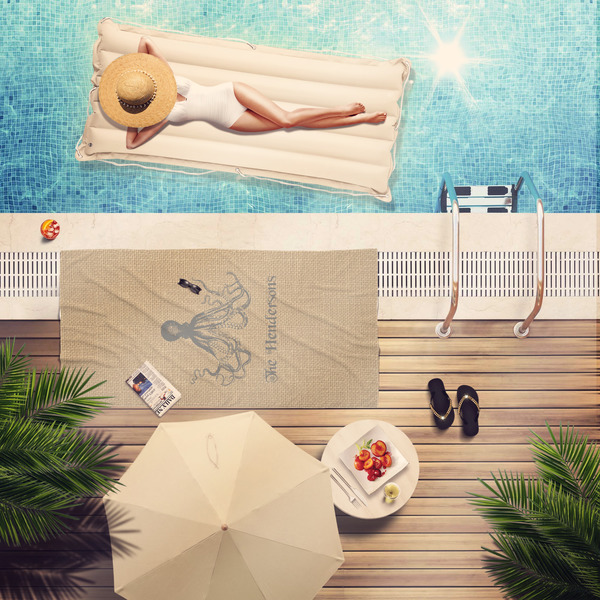 Octopus & Burlap Print Pool Towel Lifestyle