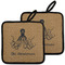Octopus & Burlap Print Pot Holders - Set of 2 w/ Name or Text