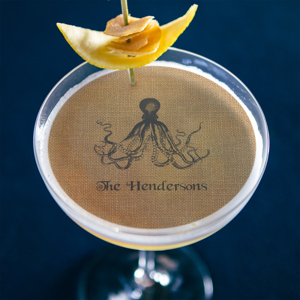 Octopus & Burlap Print Printed Drink Topper - XLarge - In Context
