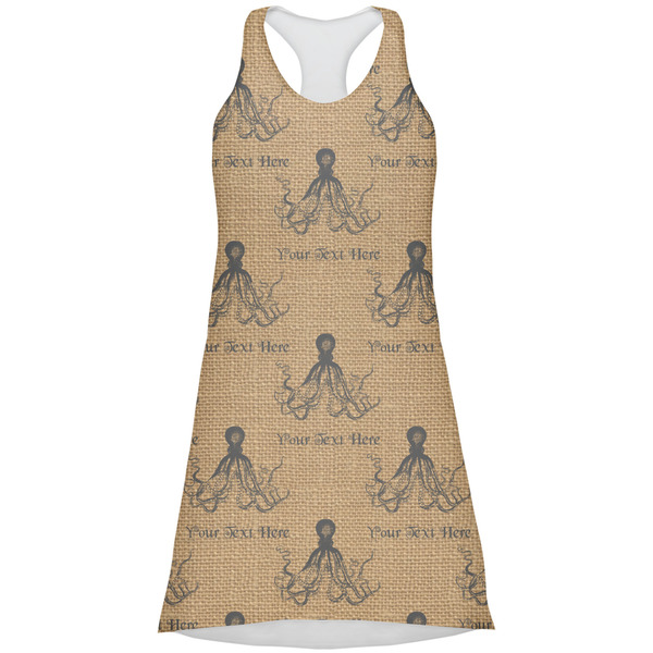 Custom Octopus & Burlap Print Racerback Dress - 2X Large (Personalized)