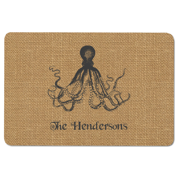 Octopus & Burlap Print Rectangular Fridge Magnet - FRONT