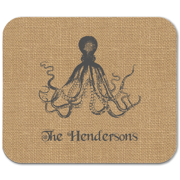 Octopus & Burlap Print Rectangular Mouse Pad - APPROVAL