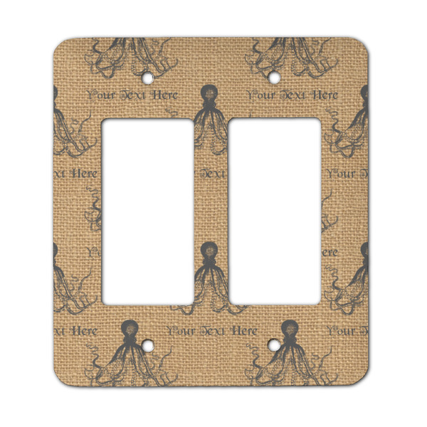 Custom Octopus & Burlap Print Rocker Style Light Switch Cover - Two Switch (Personalized)