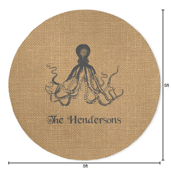 Octopus & Burlap Print Round Area Rug - Size