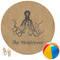 Octopus & Burlap Print Round Beach Towel (Personalized)
