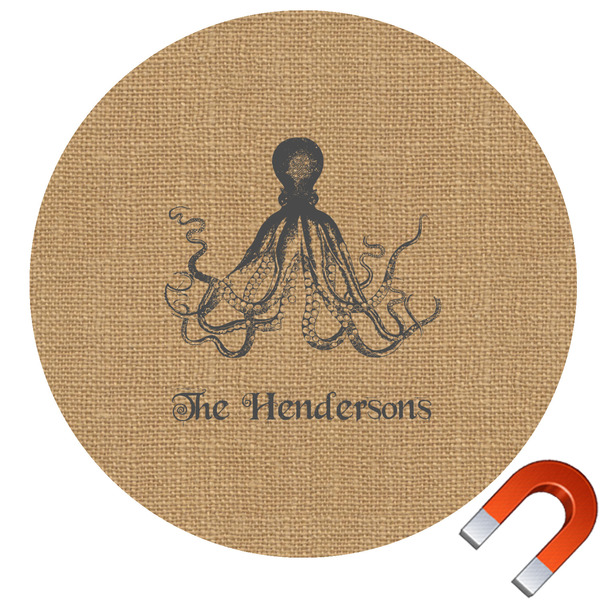 Custom Octopus & Burlap Print Car Magnet (Personalized)
