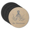 Octopus & Burlap Print Round Rubber Backed Coasters - Set of 4 (Personalized)