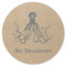 Octopus & Burlap Print Round Rubber Backed Coaster (Personalized)