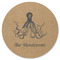 Octopus & Burlap Print Round Rubber Backed Coaster (Personalized)
