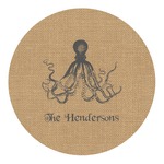 Octopus & Burlap Print Round Decal - Small (Personalized)
