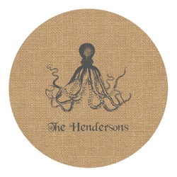 Octopus & Burlap Print Round Decal - Small (Personalized)