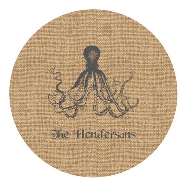 Custom Octopus & Burlap Print Round Decal - Large (Personalized)