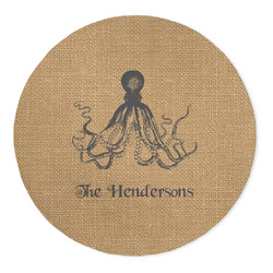 Octopus & Burlap Print 5' Round Indoor Area Rug (Personalized)