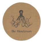 Octopus & Burlap Print Round Linen Placemat (Personalized)
