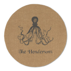 Octopus & Burlap Print Round Linen Placemat - Single Sided (Personalized)