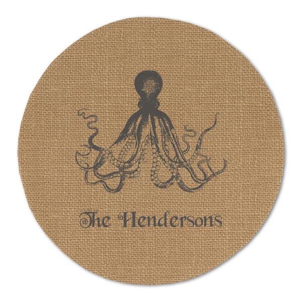 Custom Octopus & Burlap Print Round Linen Placemat (Personalized)