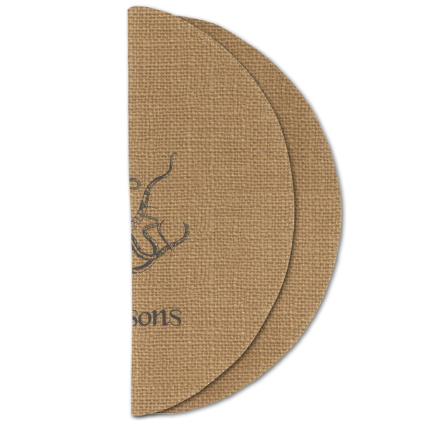Octopus & Burlap Print Round Linen Placemats - HALF FOLDED (double sided)