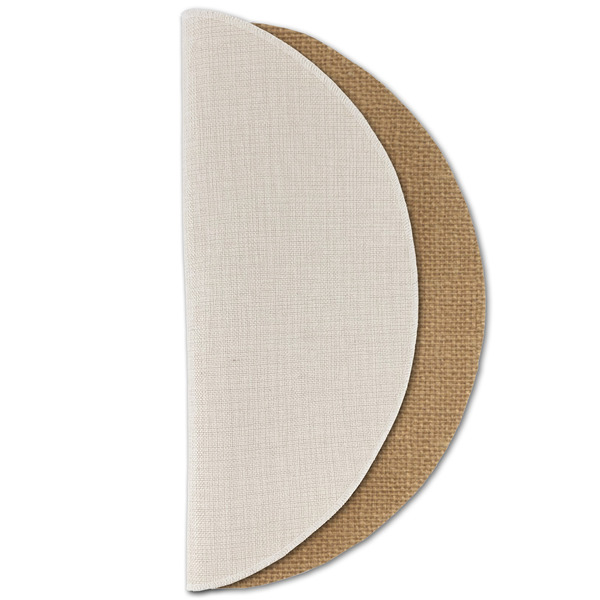 Octopus & Burlap Print Round Linen Placemats - HALF FOLDED (single sided)