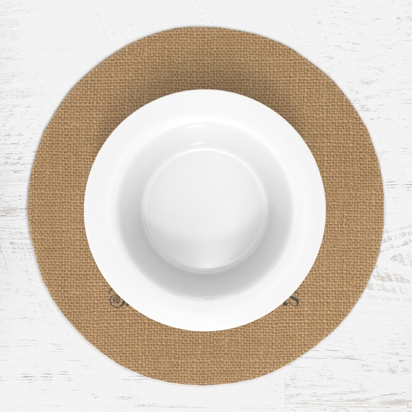Octopus & Burlap Print Round Linen Placemats - LIFESTYLE (single)