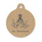 Octopus & Burlap Print Round Pet ID Tag - Small (Personalized)