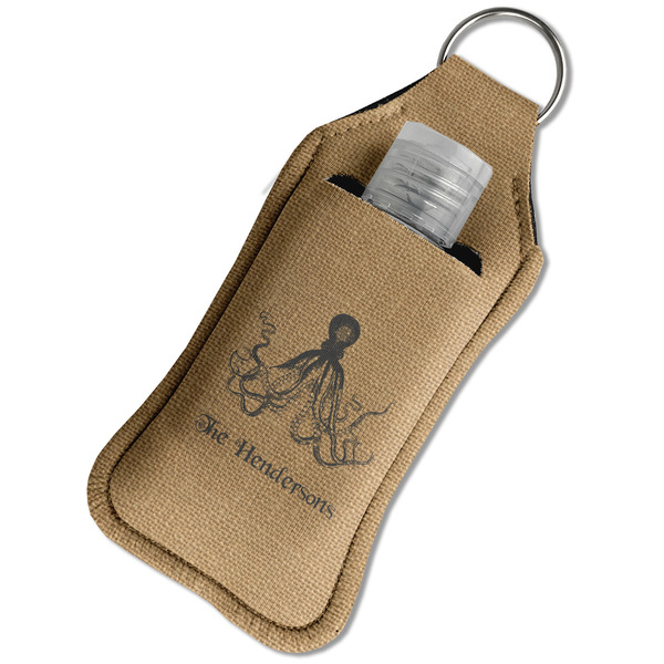 Octopus & Burlap Print Sanitizer Holder Keychain - Large in Case