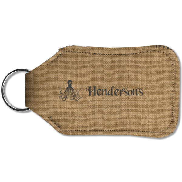 Octopus & Burlap Print Sanitizer Holder Keychain - Small (Back)