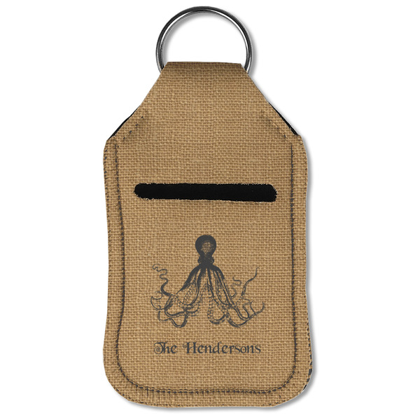 Octopus & Burlap Print Sanitizer Holder Keychain - Small (Front Flat)