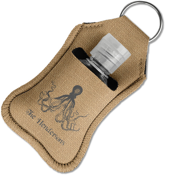 Octopus & Burlap Print Sanitizer Holder Keychain - Small in Case