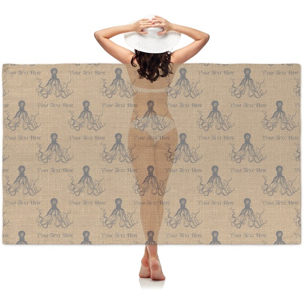 Custom Octopus & Burlap Print Sheer Sarong (Personalized)