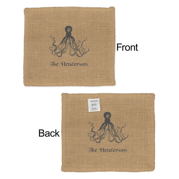 Octopus & Burlap Print Security Blanket - Front & Back View