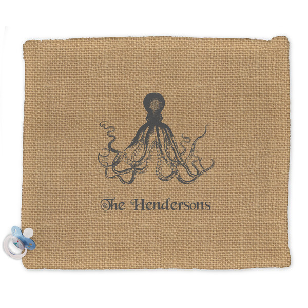 Custom Octopus & Burlap Print Security Blanket - Single Sided (Personalized)
