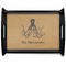 Octopus & Burlap Print Black Wooden Tray - Large (Personalized)