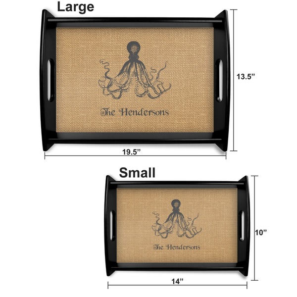 Octopus & Burlap Print Serving Tray Black Sizes