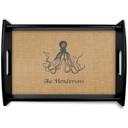 Octopus & Burlap Print Wooden Tray (Personalized)